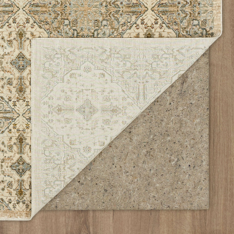 Gray and Cream Geometric Synthetic Runner Rug
