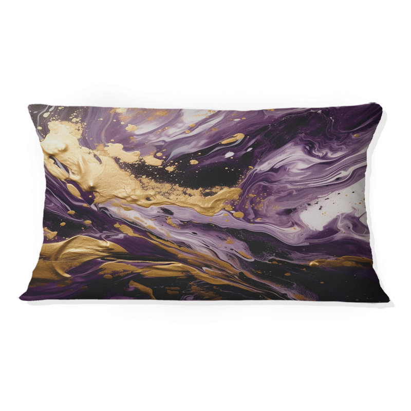 Coussin décoratif mauve et mauve à imprimé floral abstrait