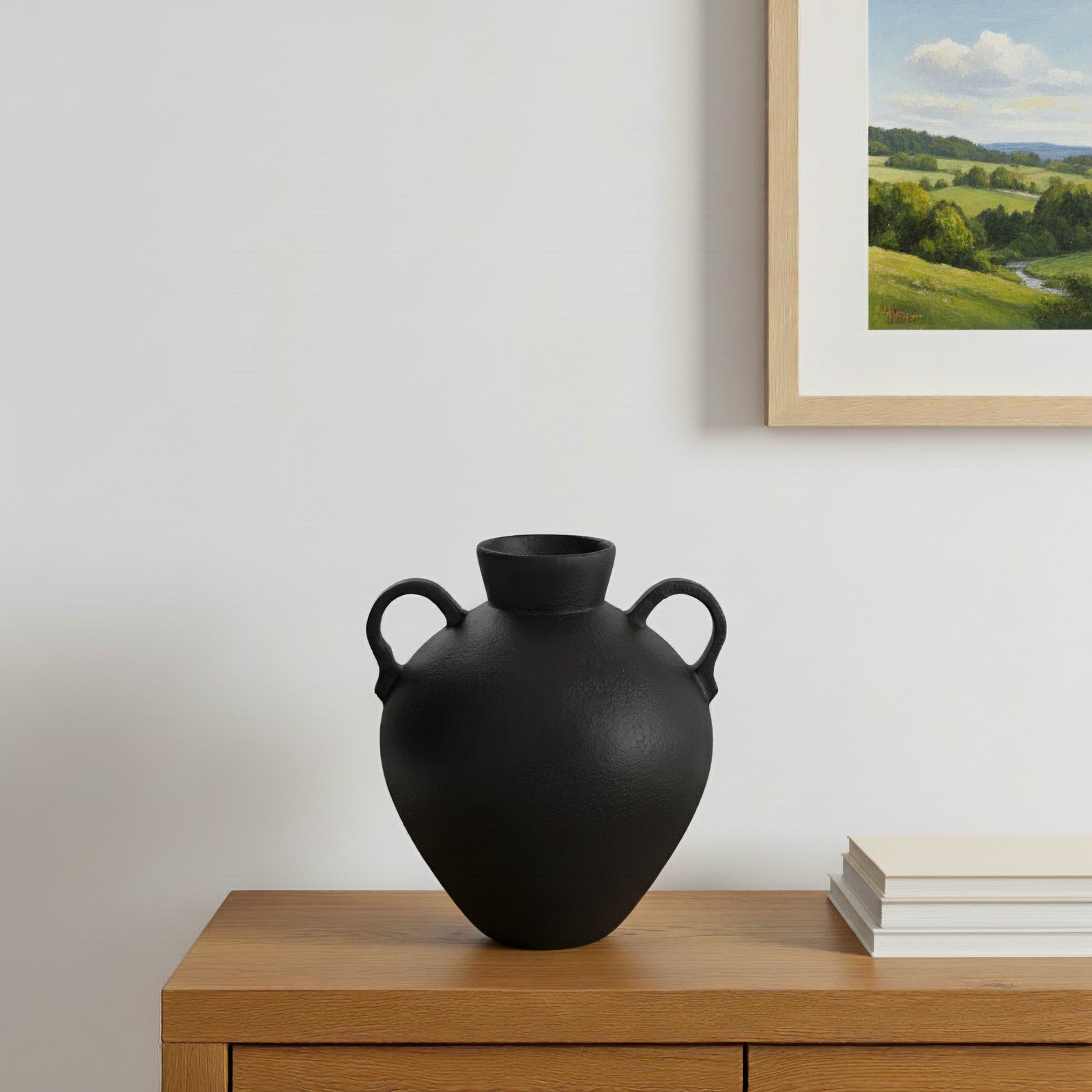 Sagebrook Home Bronsyn Terracotta Vase: Timeless Handcrafted Decor Accent Piece, Textured Black