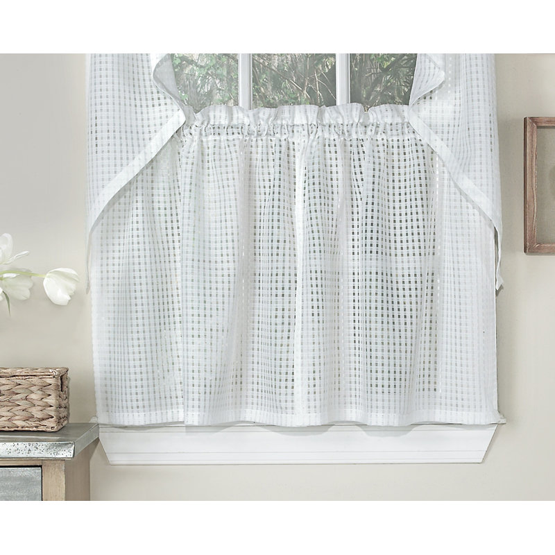 Rideau de café 54" de fenêtre traditionnel élégance Leyla, l 54 po x L 36 po, Blanc