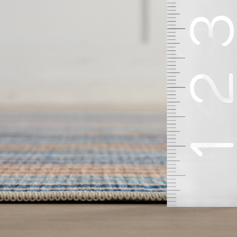 Tyne Coastal Striped Machine Washable Rug, Rectangle 7'6" x 9'6"