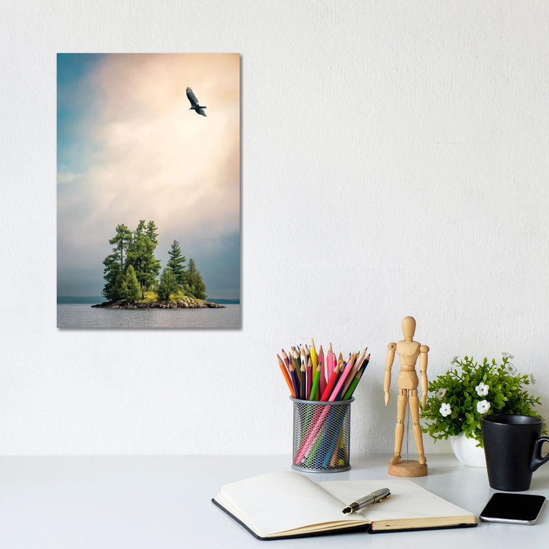 Small Island & a Bird 1 Piece Wrapped Canvas Wall Art, 20.32 cm H x 30.48 cm W