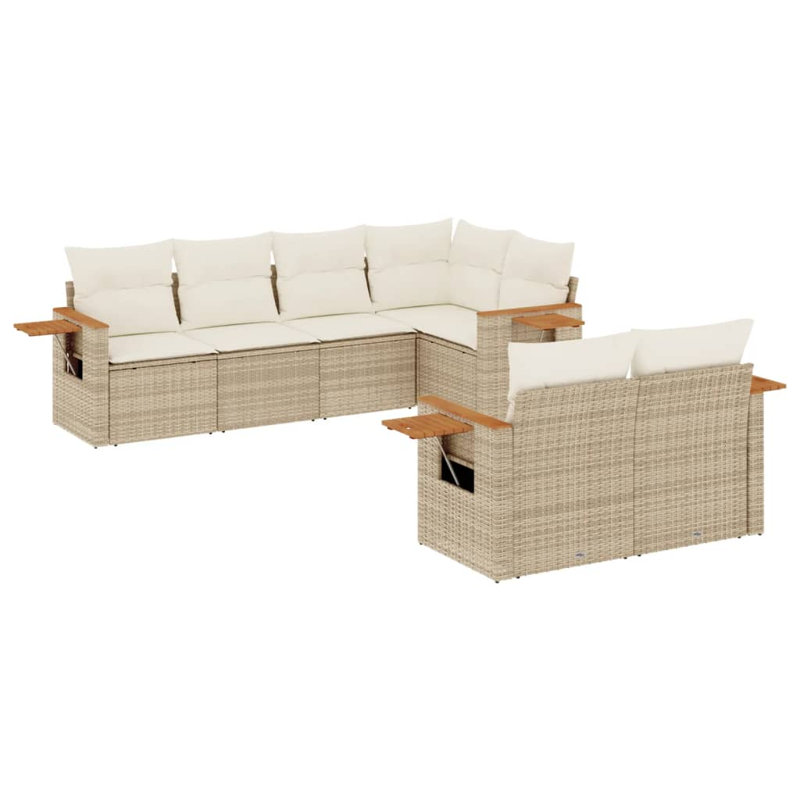  Ensemble de canapé de jardin en rotin PE grand et pieds réglables