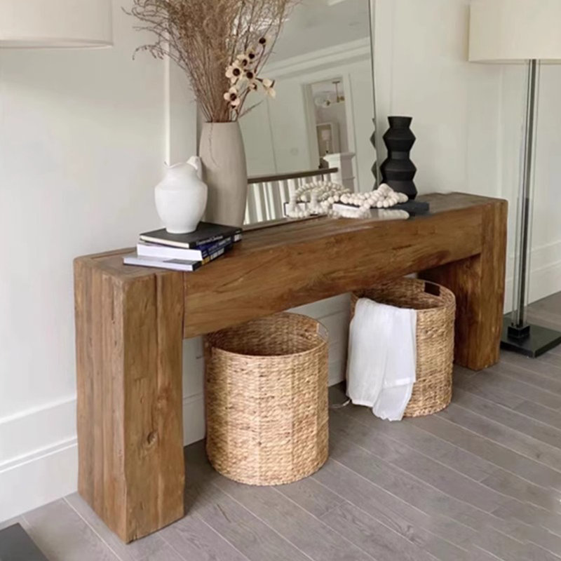 Retro Solid Wood Console Table, 31.5" H x 70.87" W x 11.81" D