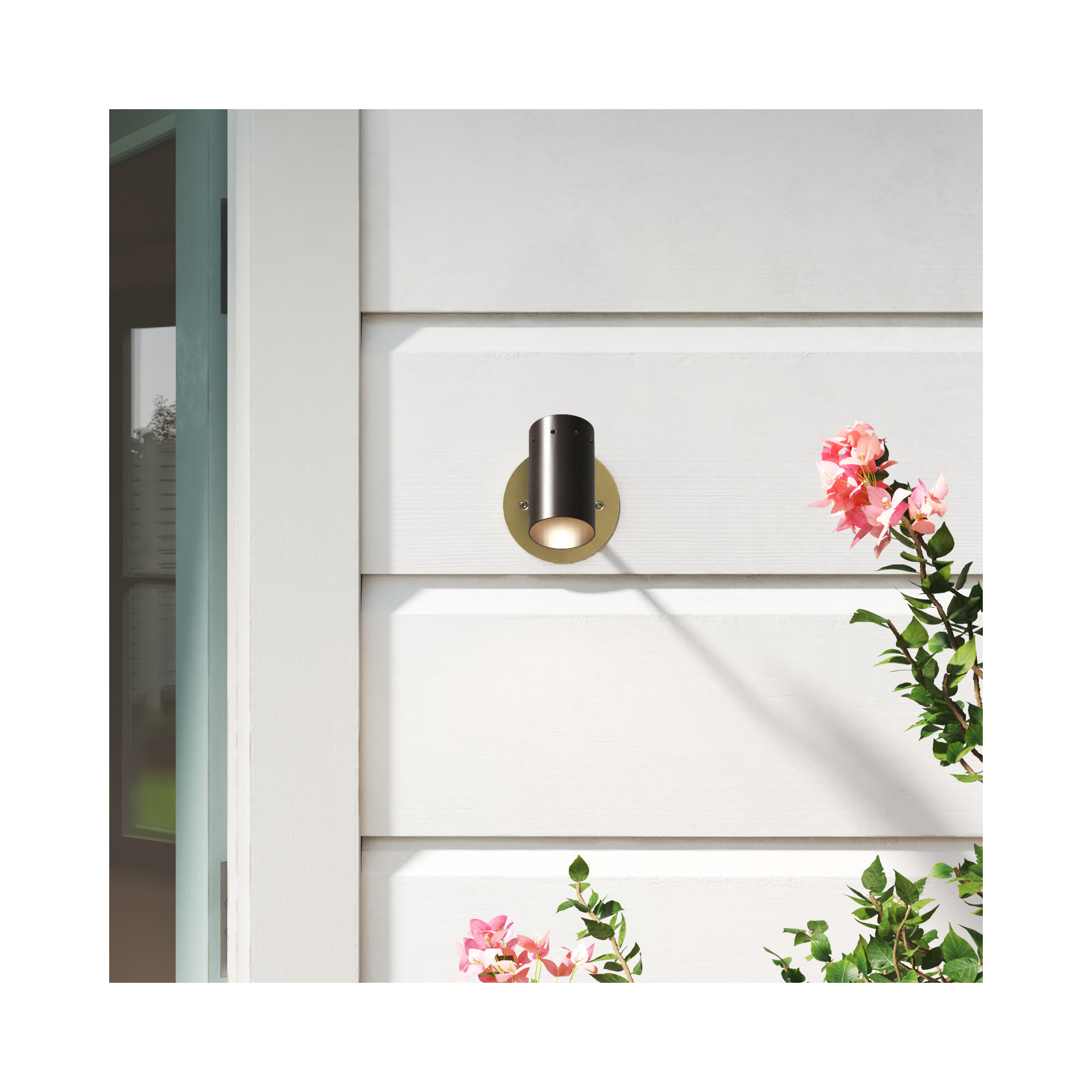 Single Light Cylinder Outdoor Wall Light, Oiled Bronze