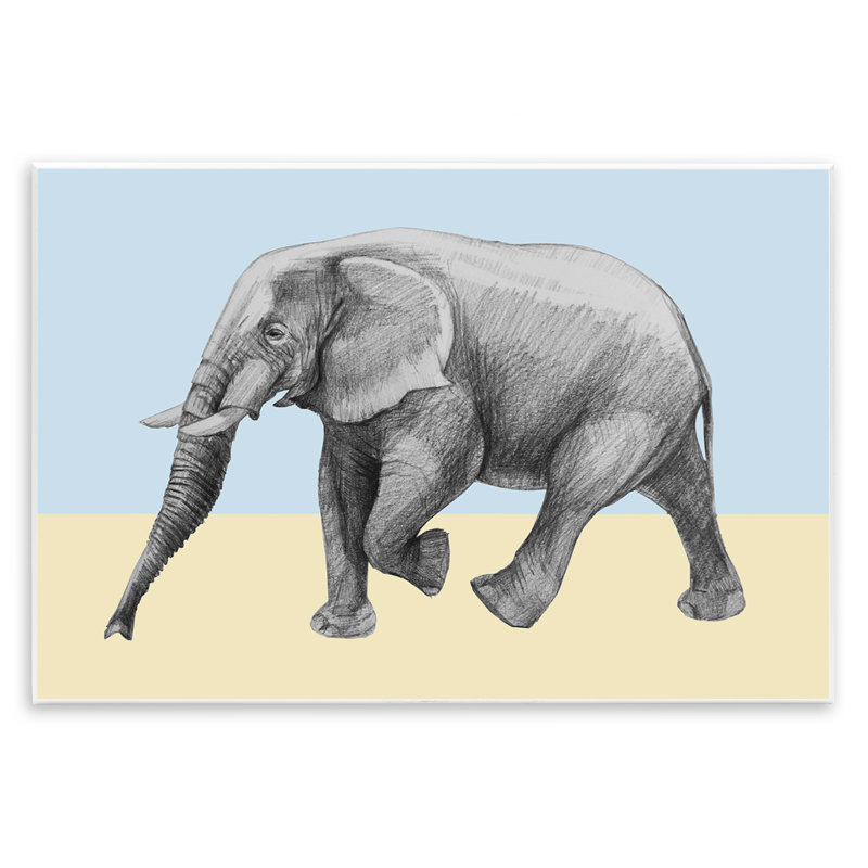 «Stepping Elephant in S Croquis», plaque murale, design par Violeta Vollmer, H 10 po x l 15 po