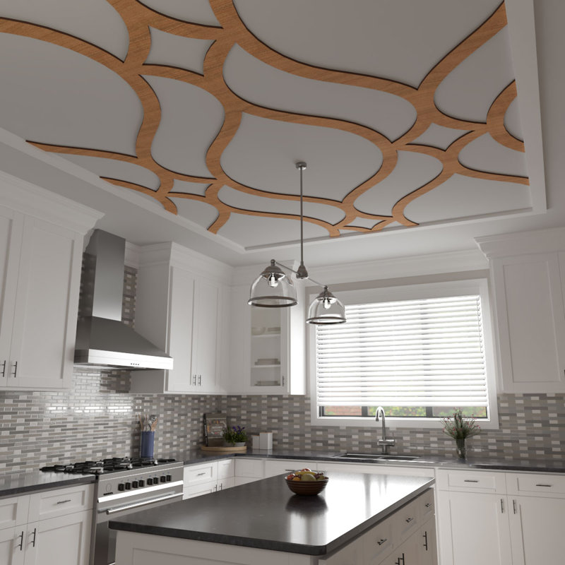Panneau de plafond décoratif en bois Villarreal, Cerisier, H 94,5 po x l 63 po x P 0,375 po