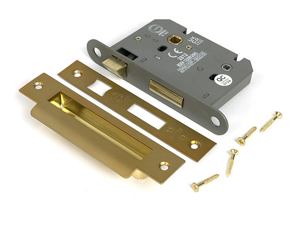 Polished SS 3" Heavy Duty Bathroom Mortice Lock, Satin Brass