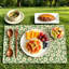 Vintage Groovy Green Flower Table Mats 6 Pack, Non-Slip Heat Proof Washable Floral Placemats For Farmhouse Indoor Dining & Outdoor Events