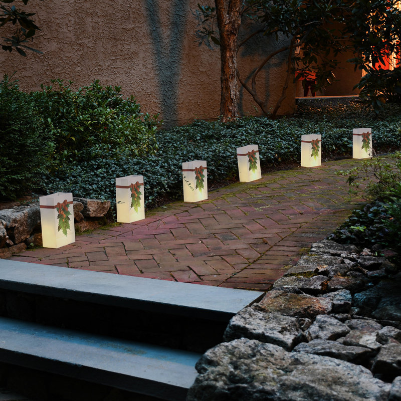 Battery-Operated Luminaria Kit, Holly - Set of 6