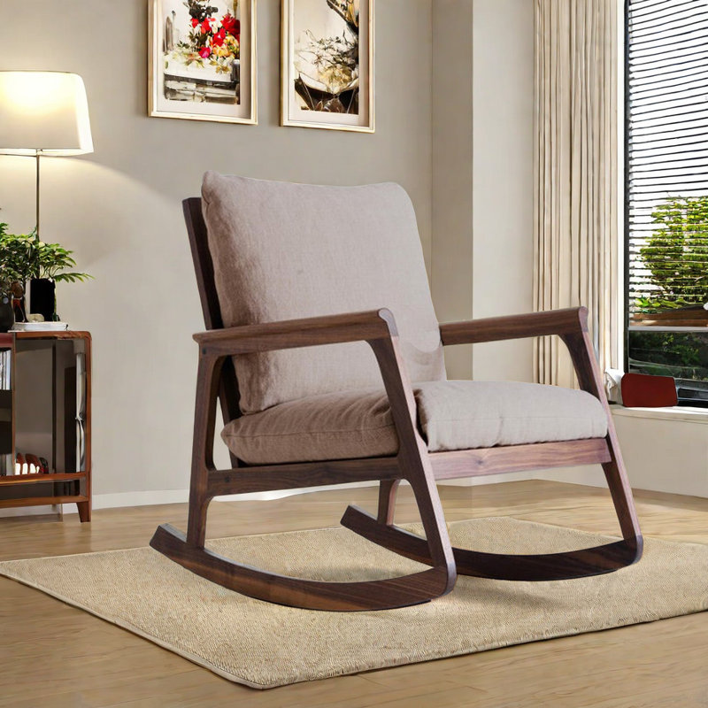 Chaise berçante en bois massif de haute qualité, Kaki
