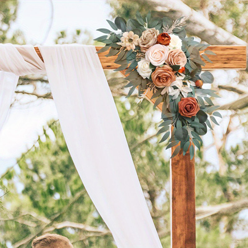 Ensemble de 4 fleurs artificielles pour mariage, Orange