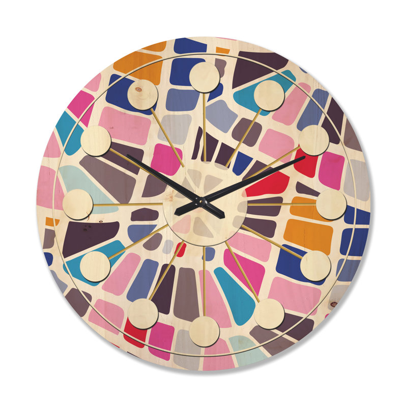 Horloge murale abstraite à motif géométrique I, Très grand