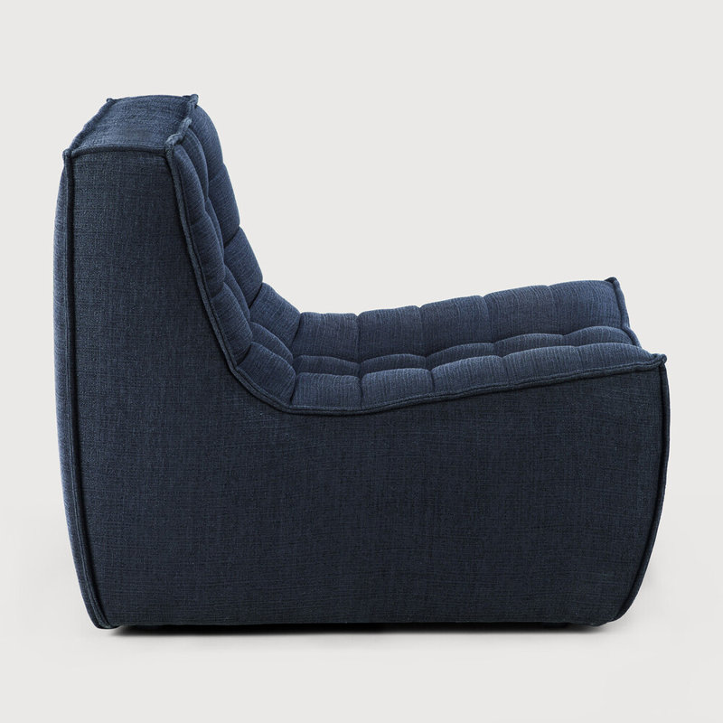 Armless Chair, Dark Blue Cotton Blend