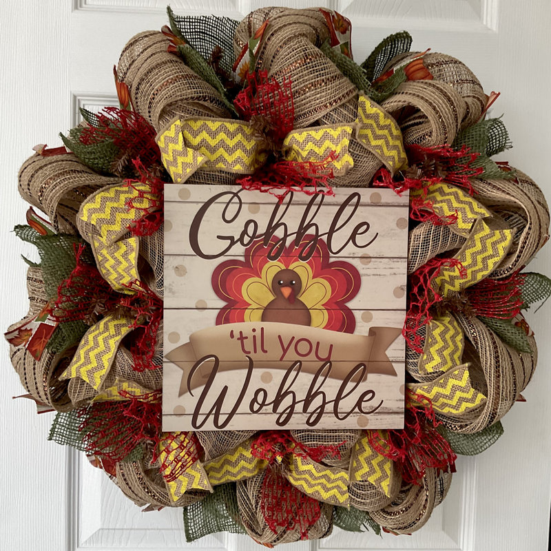 Couronne de dinde Gobble Til You Wobble Thanksgiving