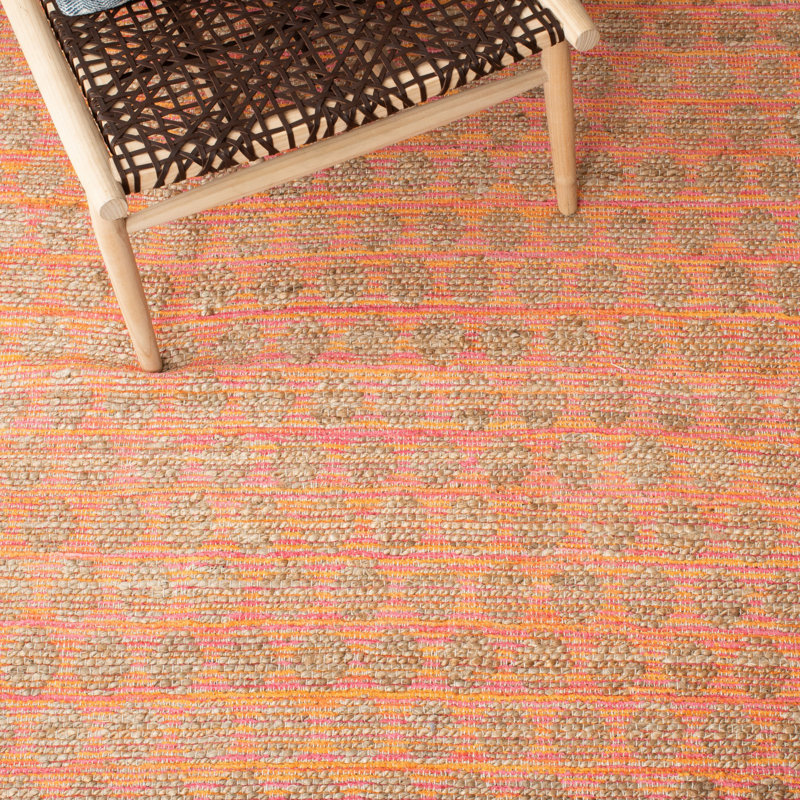 Arria Cape Cod Hand Woven Jute/Cotton Polka Dots Rug in Orange/Natural, Rectangle 5' x 8'