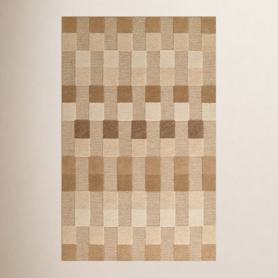 Alexcia Hand Tufted Wool Striped Natural Area Rug 5' X 8'