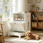 Station d'alimentation pour animaux de compagnie en plastique, fer et bois, 1 ensemble, blanche, design surélevé, rangement intégré, étanche