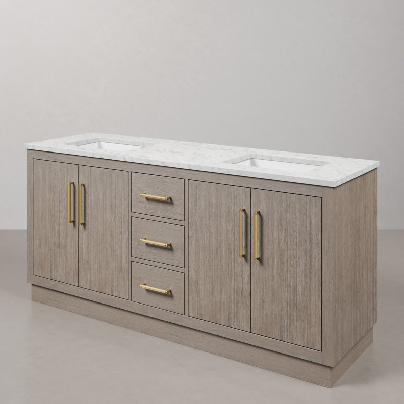 Hugo 72'' W Double Vanity, Satin Gold, 60"