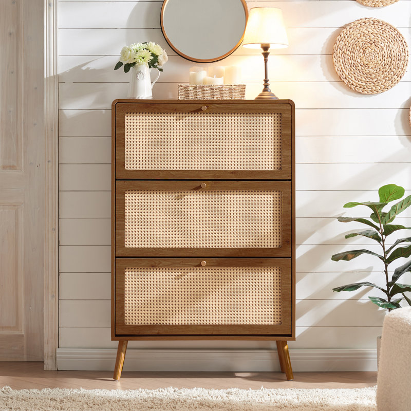 24 Pair Shoe Storage Cabinet, Dark Brown