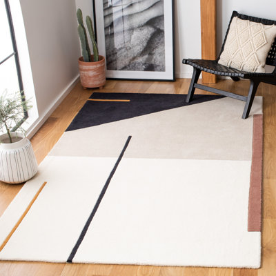 Delahni Handmade Tufted Wool Ivory Area Rug