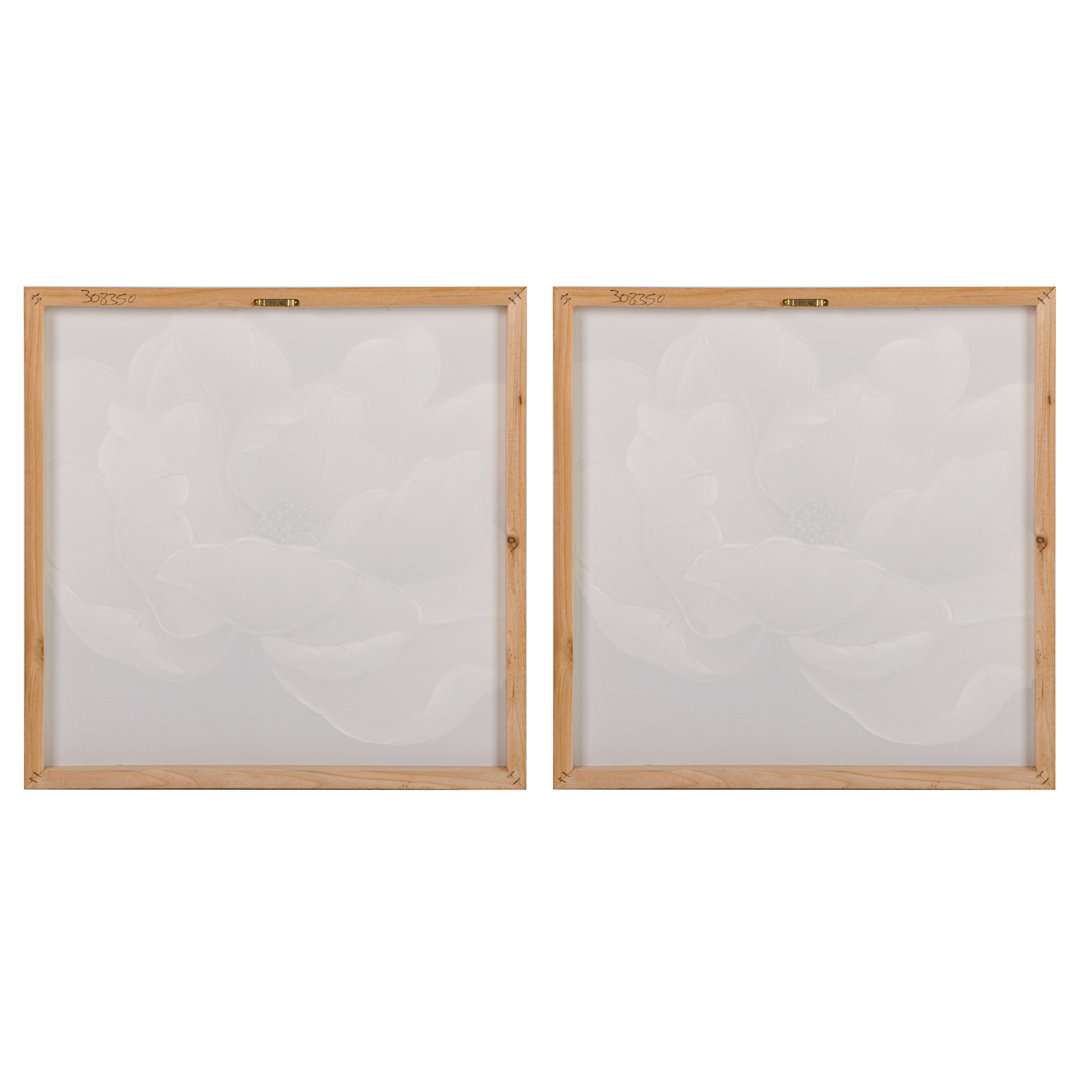 Flowers 40% Hand Painted Set 2 Canvas 60X3X60 Cm - 2 Piece Wrapped Canvas Print Set