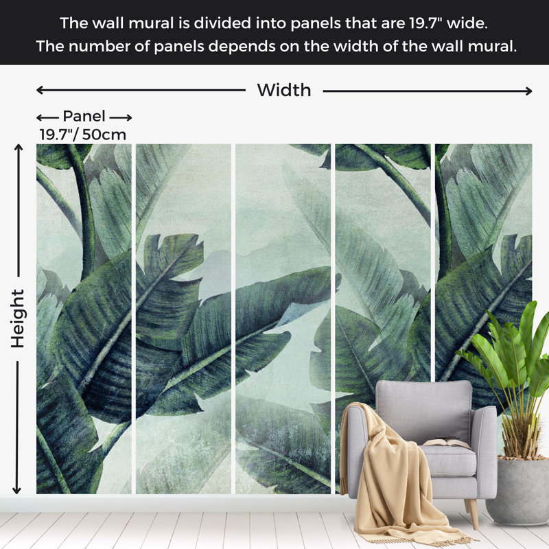 Papier peint botanique - Grandes plantes magiques, L 82 po x l 118 po