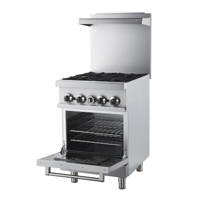 Forno Commerciale 24 Inch Stainless Steel Gas Range, 4 Burners, 120,000 BTU Total