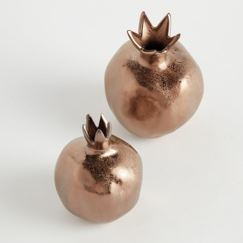 Granato Bronze Glaze Organic Pomegranate Bud Vases, Bronze