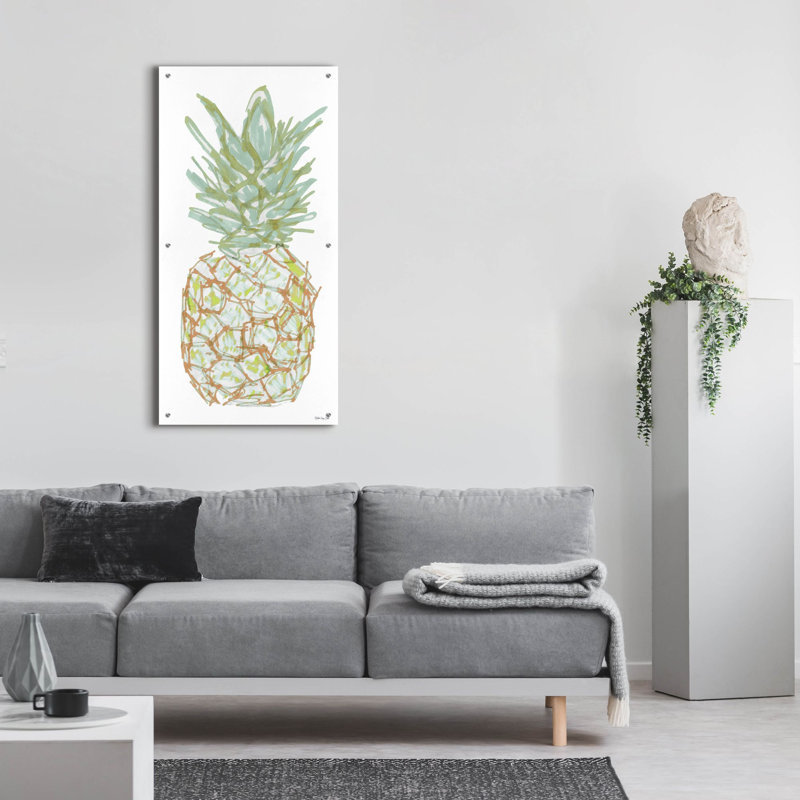 «Sketchy Pineapple 2» par Stellar Design Studio, art mural en verre acrylique, H 48 po x l 24 po
