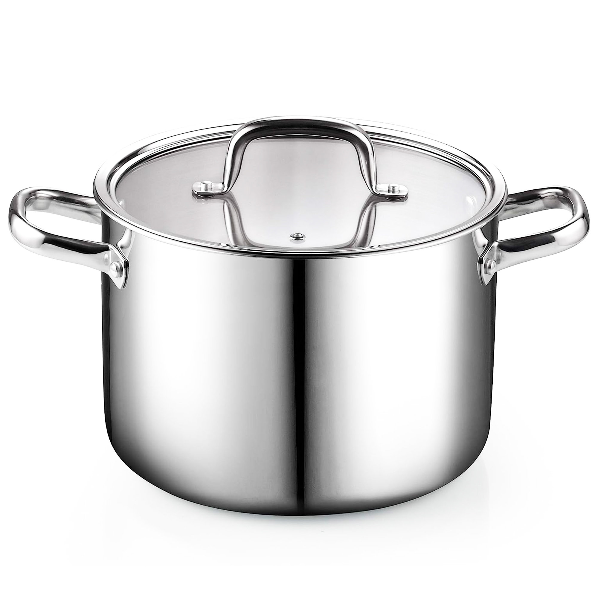 Cook N Home Tri-Ply Clad Stainless Steel Stock Pot with Lid 8-Quart ...