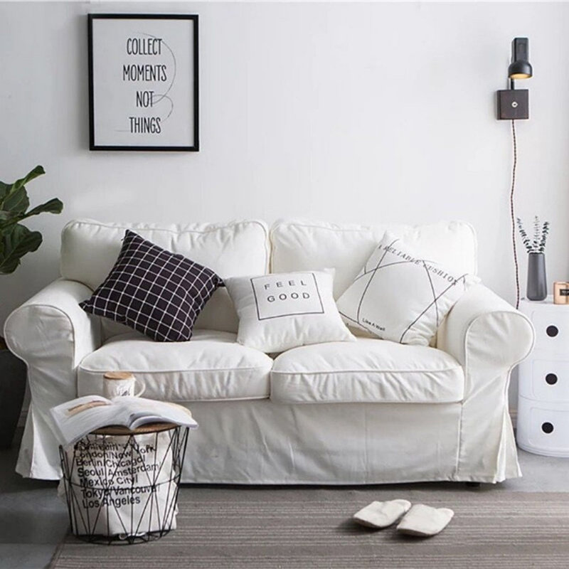 Modern Minimalist White Double Sofa