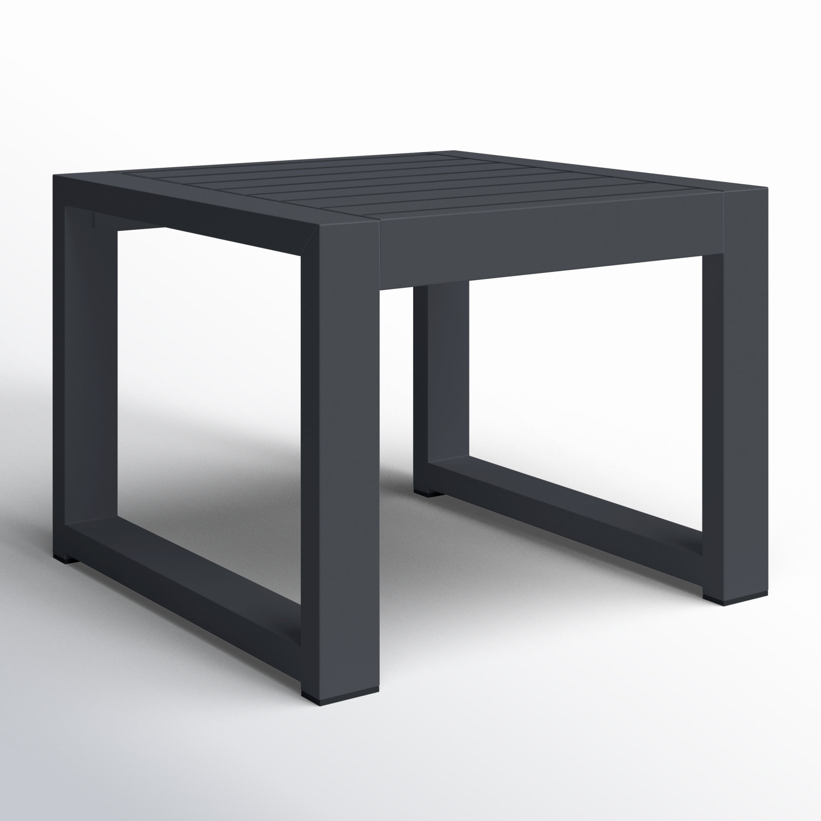Hoyt 20.48” Outdoor Aluminum End Table, Slate Black