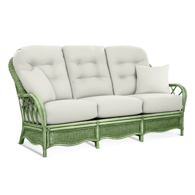 Everglade Upholstered 76'' Sofa, Celery, Blue Chenille/Velvet Solid; 0809-63