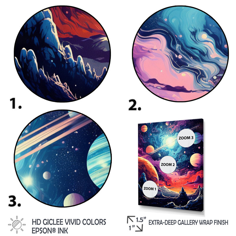 Bright Star in Distant Galaxy sur toile, H 32 po x l 16 po x P 1 po, Cadre simple noir