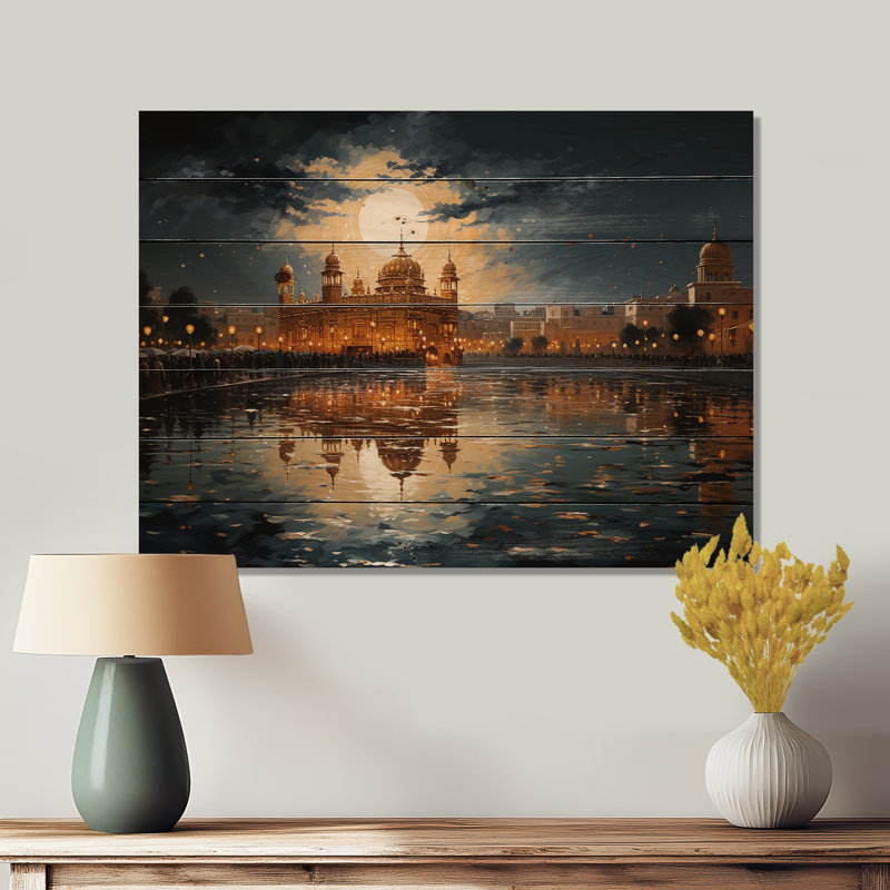 Hinduisim Golden Temple I sur impression sur bois, H 10 po x l 20 po x P 0,78 po