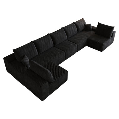 Canapé Chesterfield 187 cm (73,5 po), revêtement en similicuir noir, accoudoirs évasés, dossier capitonné