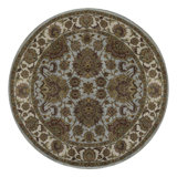 Hand-Knotted High-Quality Light Blue and Ivory Round Area Rug