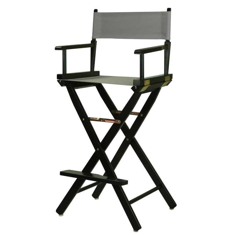 30" Folding Director Chair with Canvas, Gray, Black