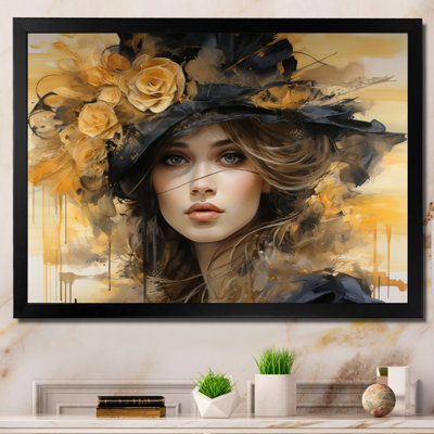 " Glam Gilded Elegance Woman Portrait II " Watercolor Print