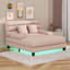 Méridienne moderne avec bande lumineuse à DEL RVB, revêtement en chenille et méridienne-117552696