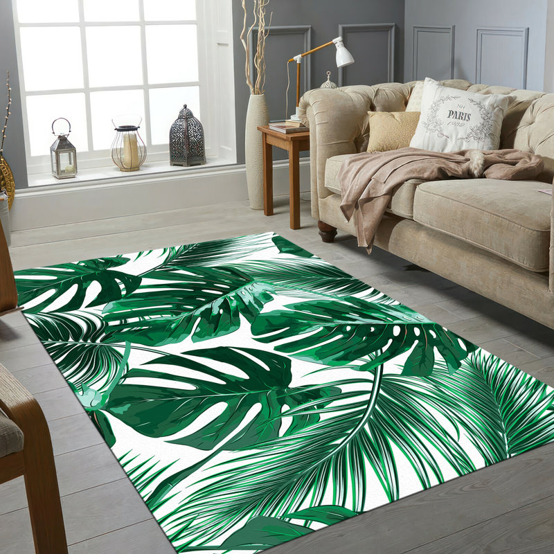 Contemporary Non Woven Soft Type Printed Rug with Intricate Floral Pattern in Subtle Tones Ideal for Modern Living Room Decor