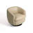 Upholstered Cream Faux Leather Swivel Barrel Chair Recessed Arms With Solid Wood Base-1574842060