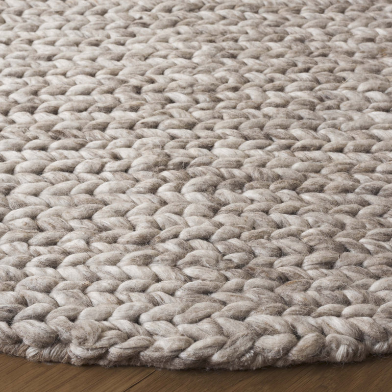 Natura Hand Woven Wool/Viscose/Cotton Rug in Beige/Taupe, Round 6'