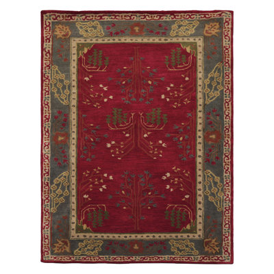 Multi Size Deep Magenta Hand Tufted Traditional Arts & Crafts Wool Oriental Rug