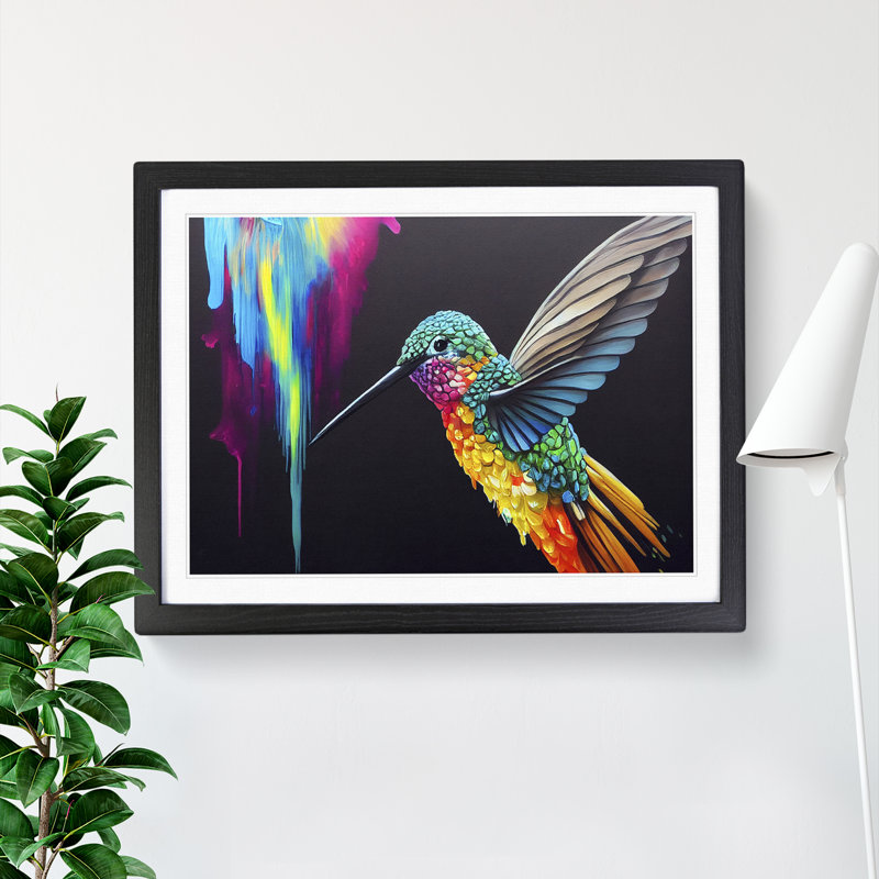 Hummingbird Vol.1 Abstract - Single Picture Frame Print, Black Framed, 46cm H x 64cm W x 2cm D