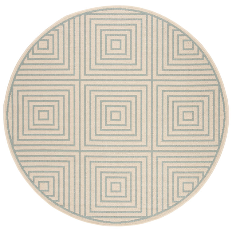 Julieta Cream / Aqua Performance Geometric Indoor/Outdoor Area Rug