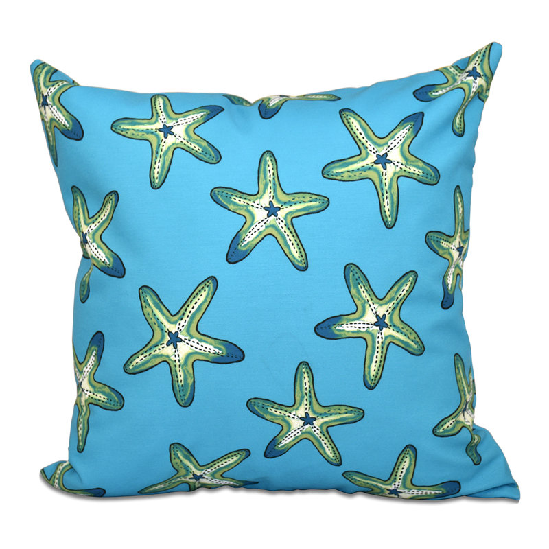 Beach Vacation Pillow Cover & Insert, 16" H x 16" W, Turquoise/Green