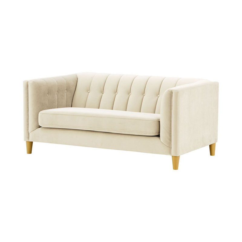 Orlis 2 Seater Velvet Sofa, Light Beige