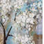 Arbre en fleurs, peinture sur toile tendue